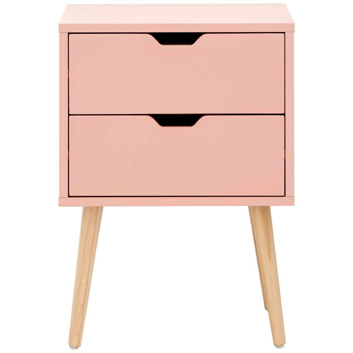 Nyborg Single 2 Drawer Bedside Table - Coral Pink>