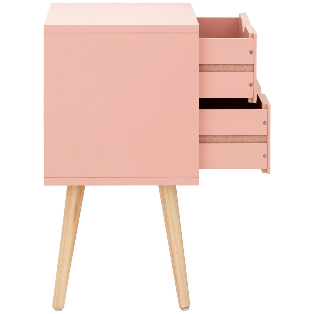 Nyborg Single 2 Drawer Bedside Table - Coral Pink>