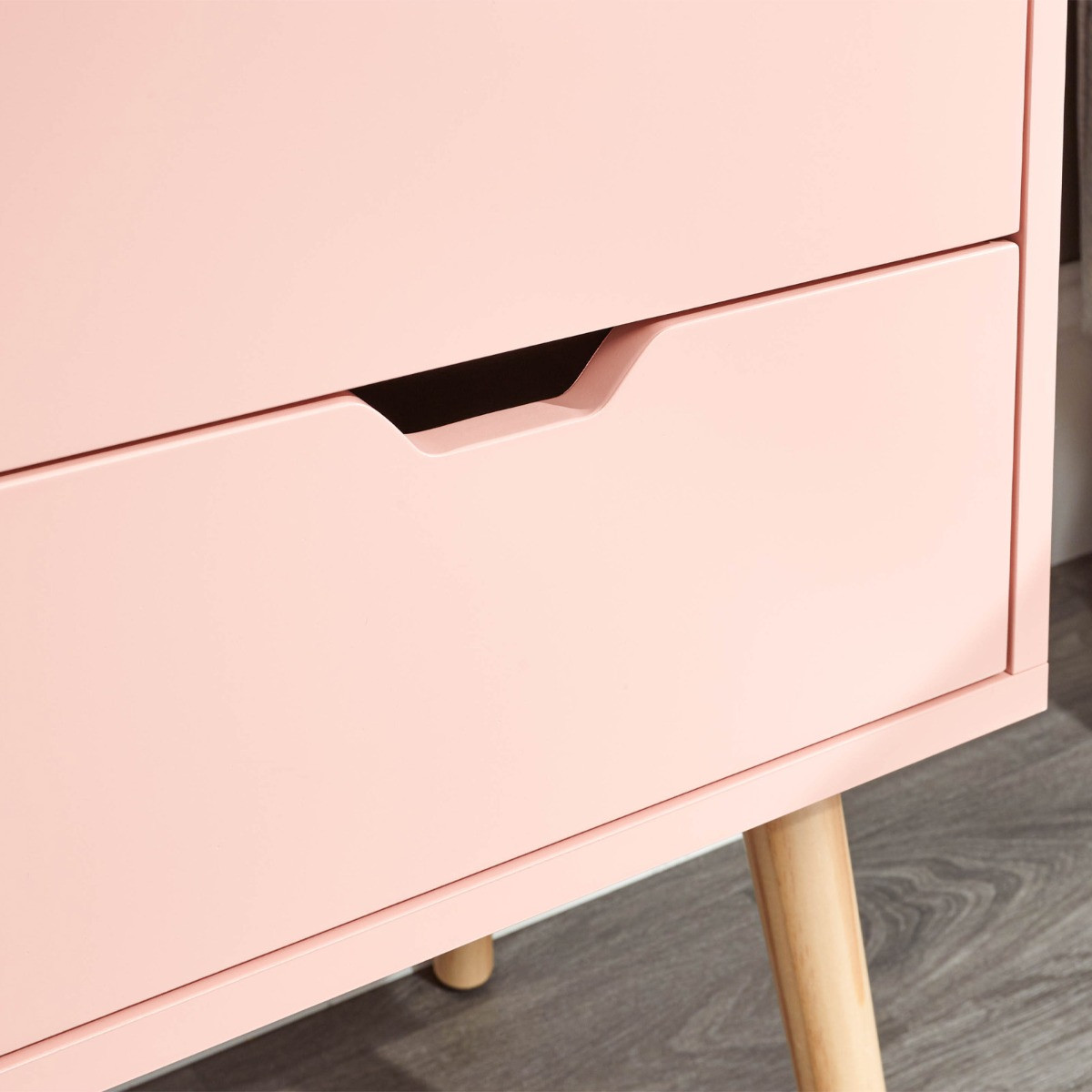 Nyborg Single 2 Drawer Bedside Table - Coral Pink>