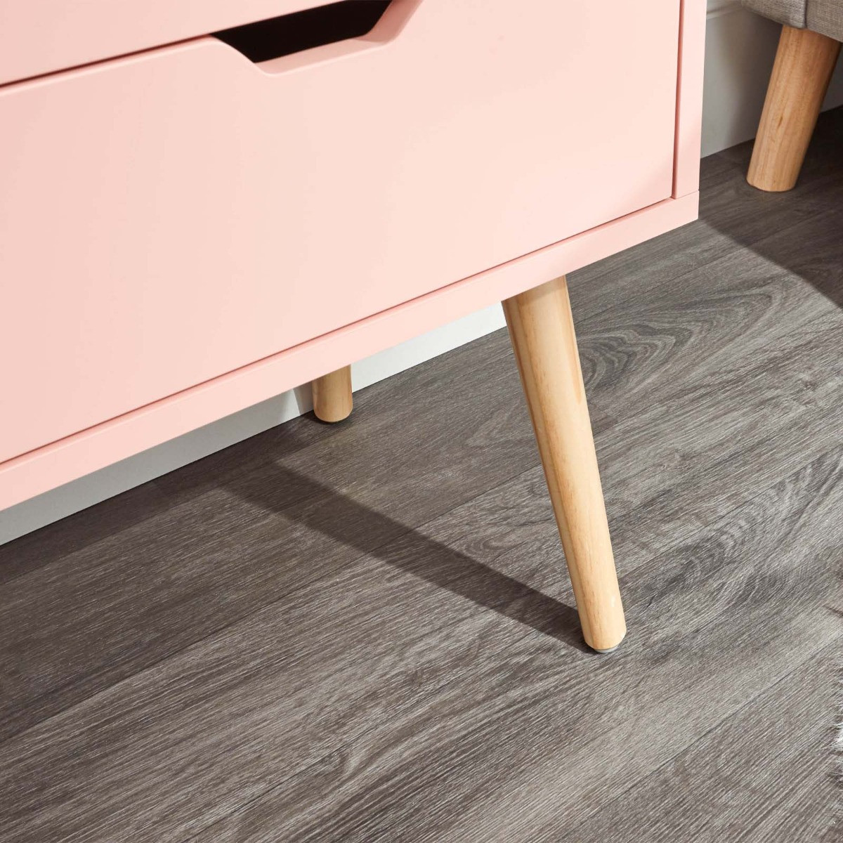 Nyborg Single 2 Drawer Bedside Table - Coral Pink>