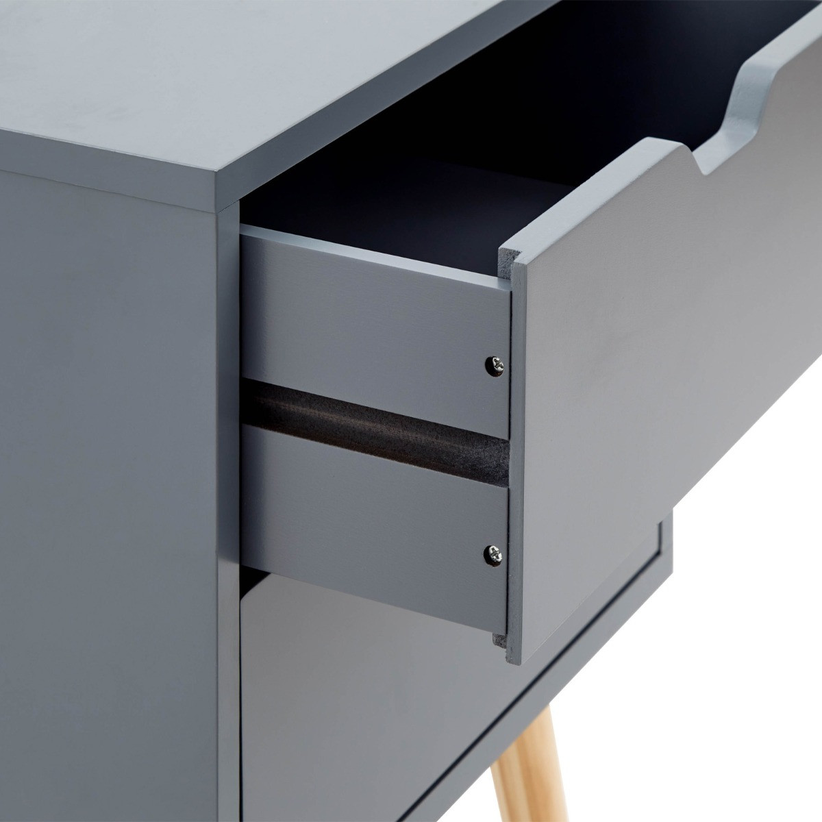 Nyborg Single 2 Drawer Bedside Table - Dark Grey>