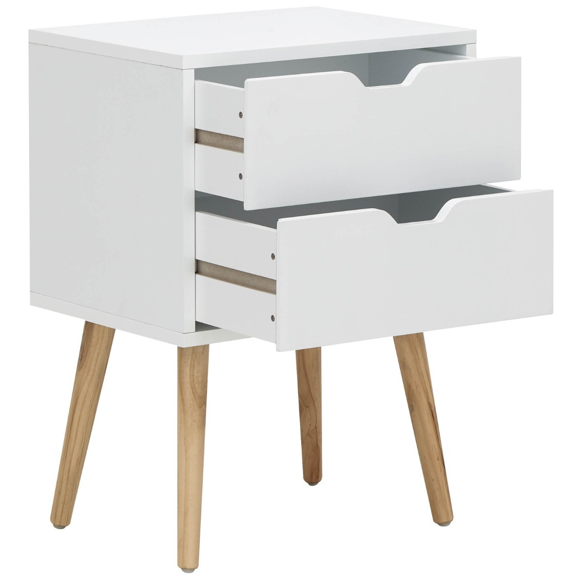 Nyborg Single 2 Drawer Bedside Table - White>