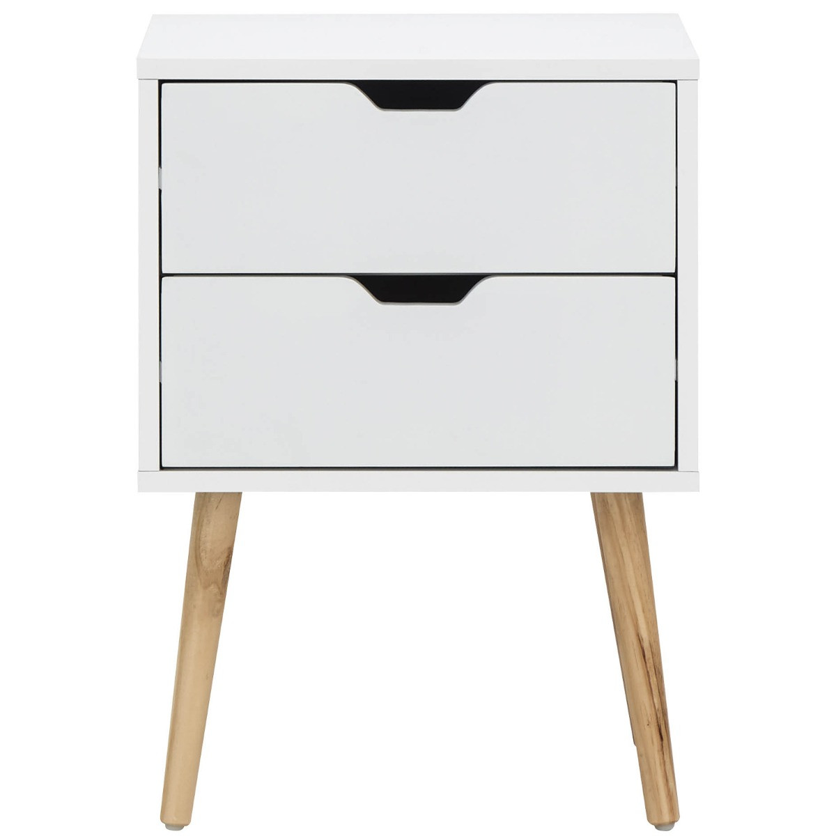 Nyborg Single 2 Drawer Bedside Table - White>