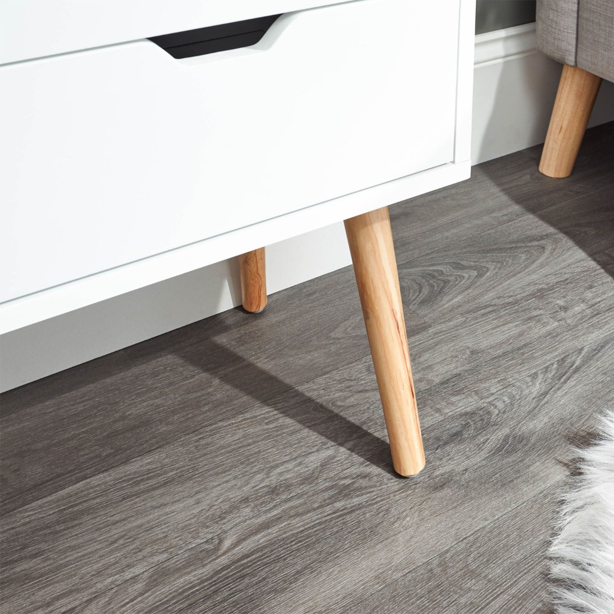 Nyborg Single 2 Drawer Bedside Table - White>