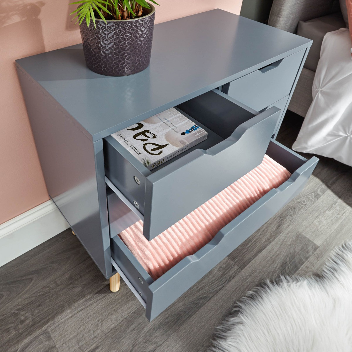 Nyborg 2+2 Drawer Chest of Drawers - Dark Grey>