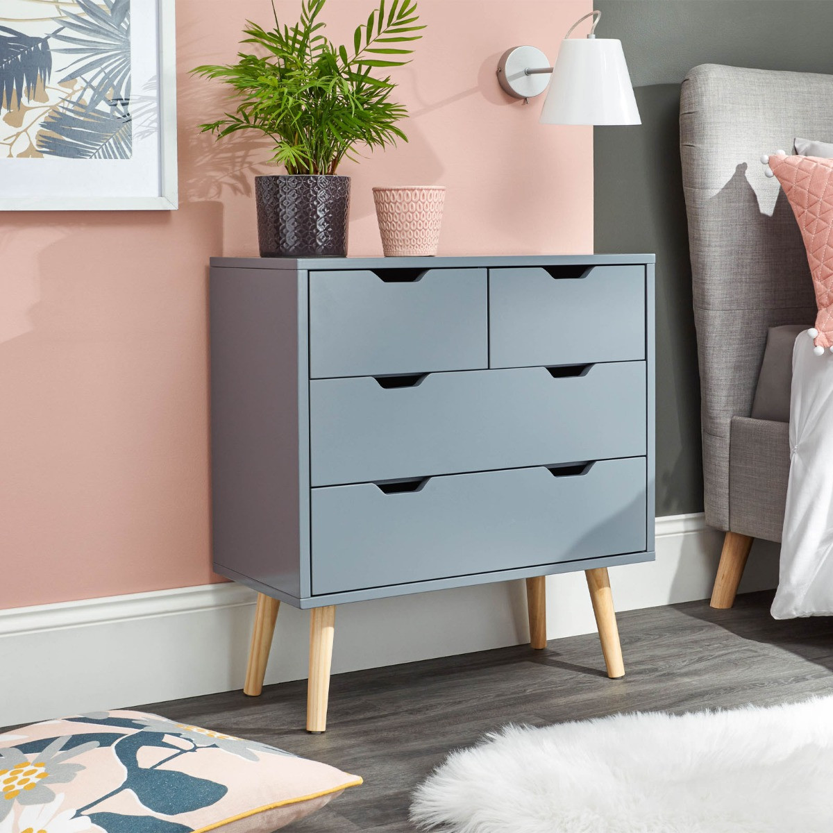 Nyborg 2+2 Drawer Chest of Drawers - Dark Grey>