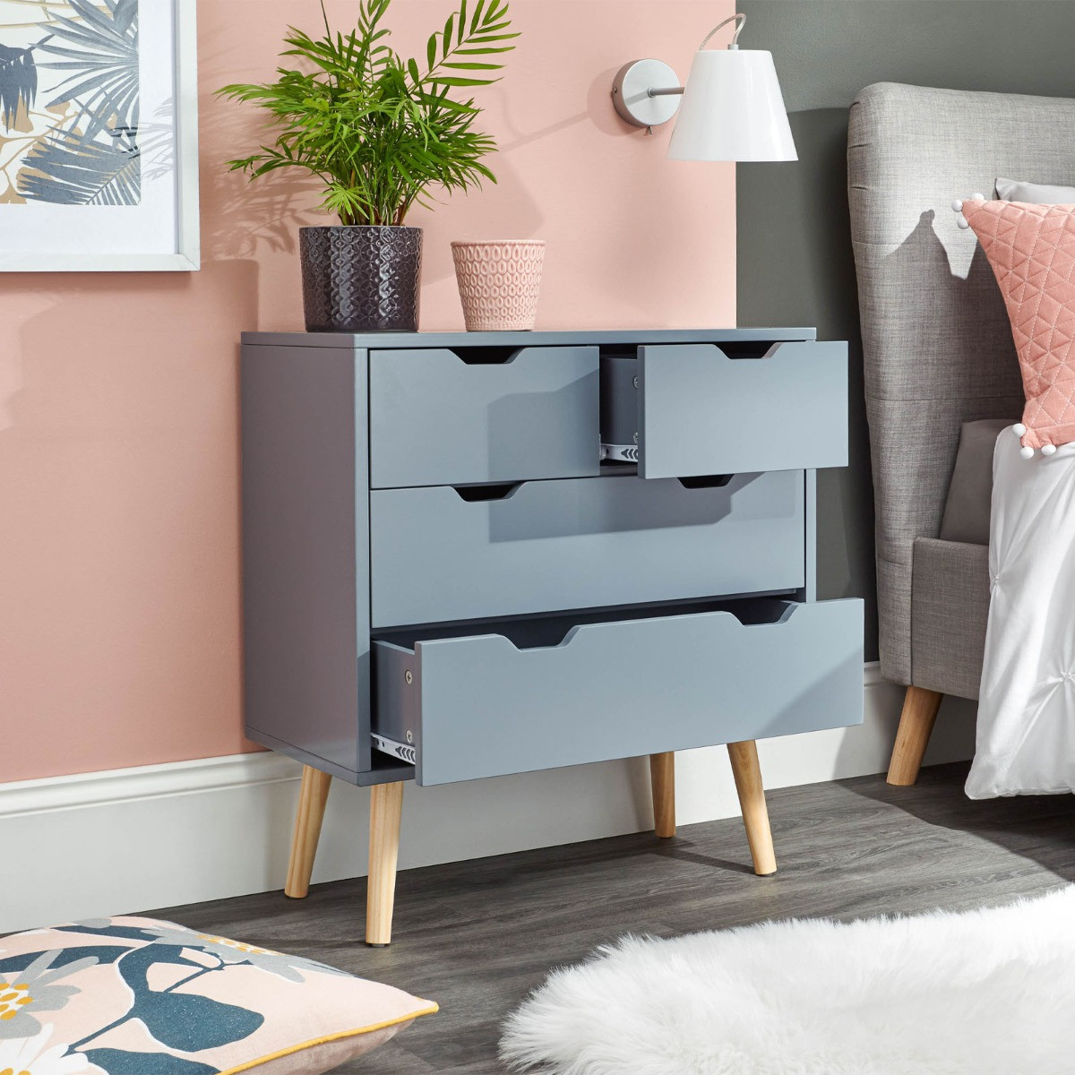 Nyborg 2+2 Drawer Chest of Drawers - Dark Grey>
