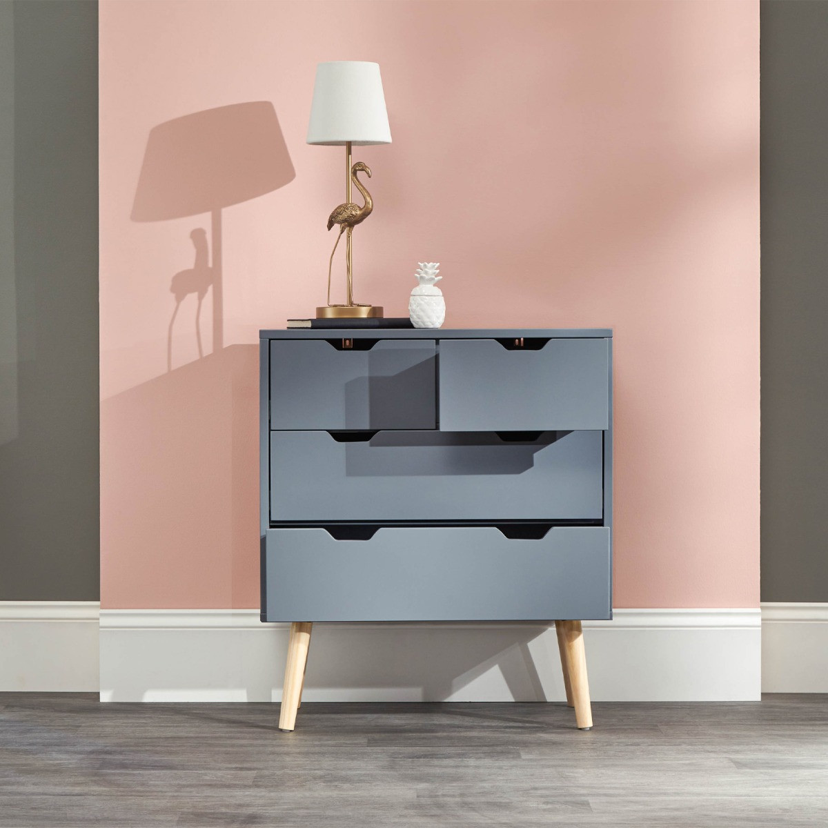 Nyborg 2+2 Drawer Chest of Drawers - Dark Grey>