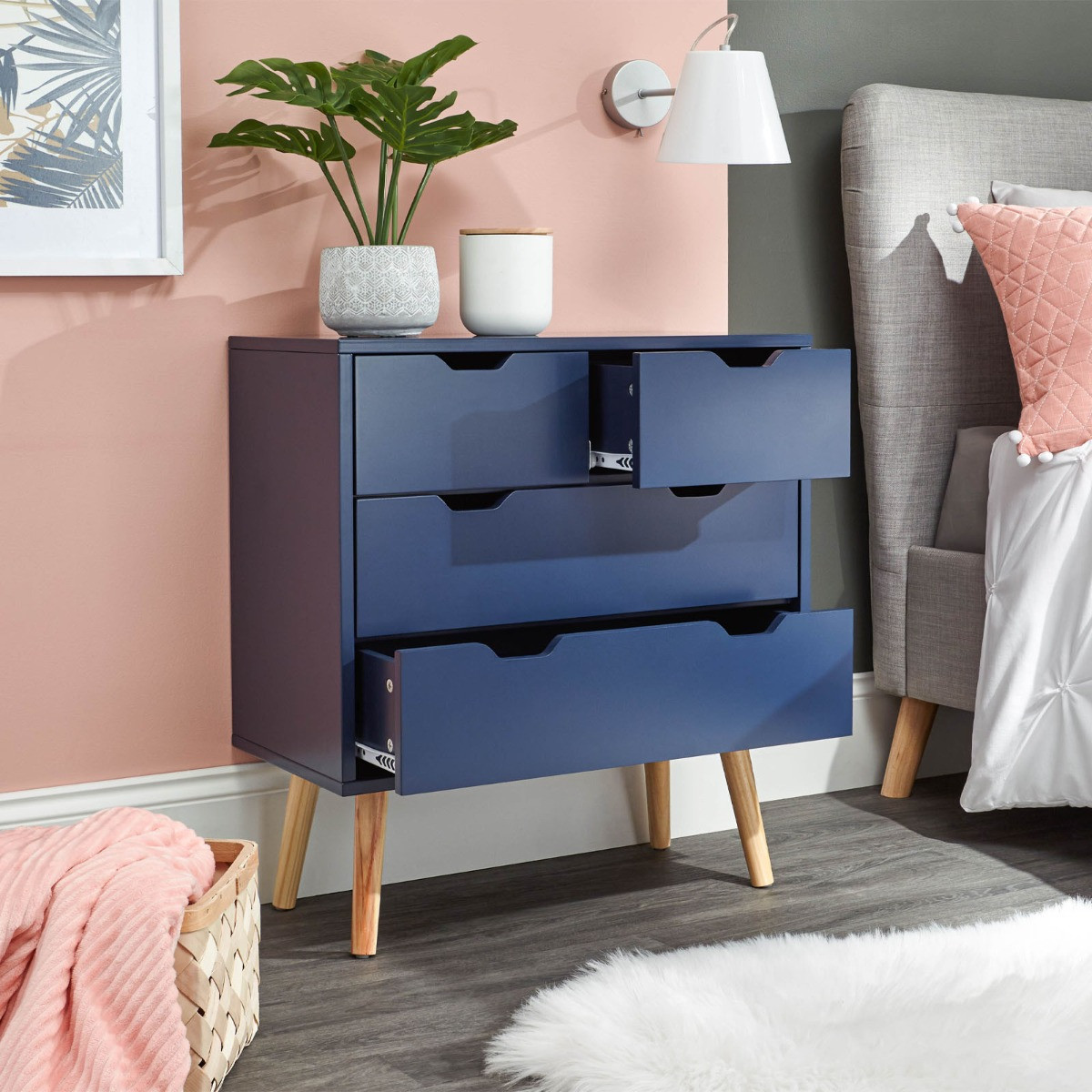 Nyborg 2+2 Drawer Chest of Drawers - Nightshadow Blue>