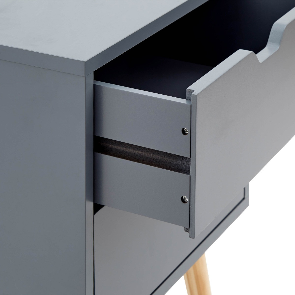 Pair Of 2 Drawer Bedside Tables Dark Grey