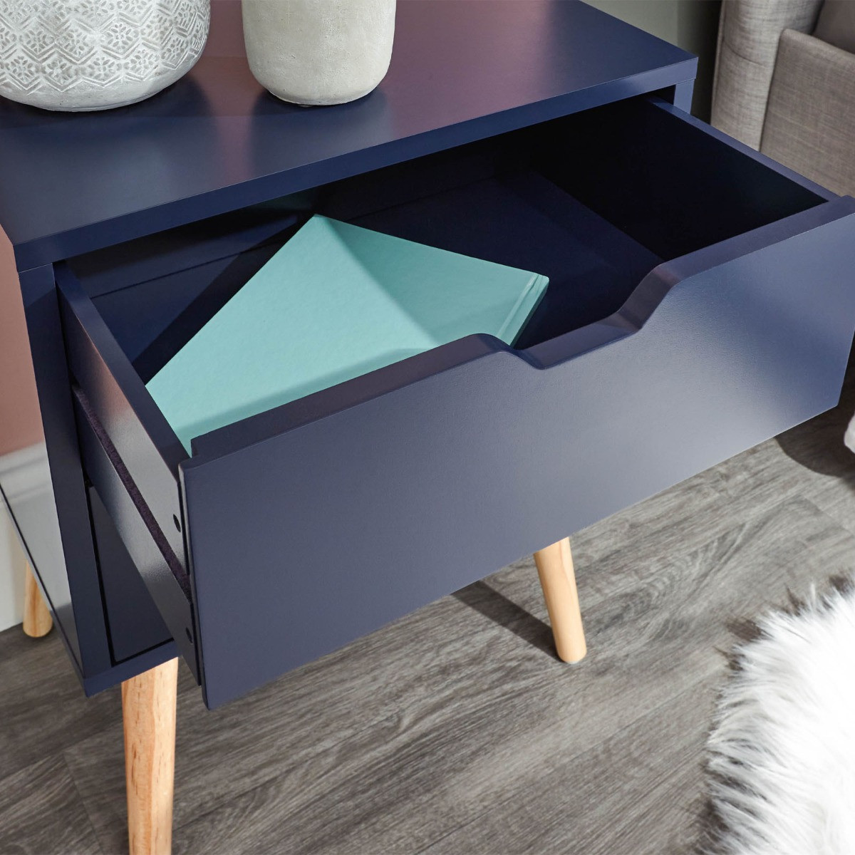 Nyborg Pair Of 2 Drawer Bedside Tables - Nightshadow Blue>