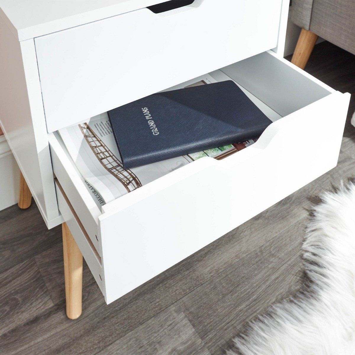Pair Of 2 Drawer Bedside Tables White