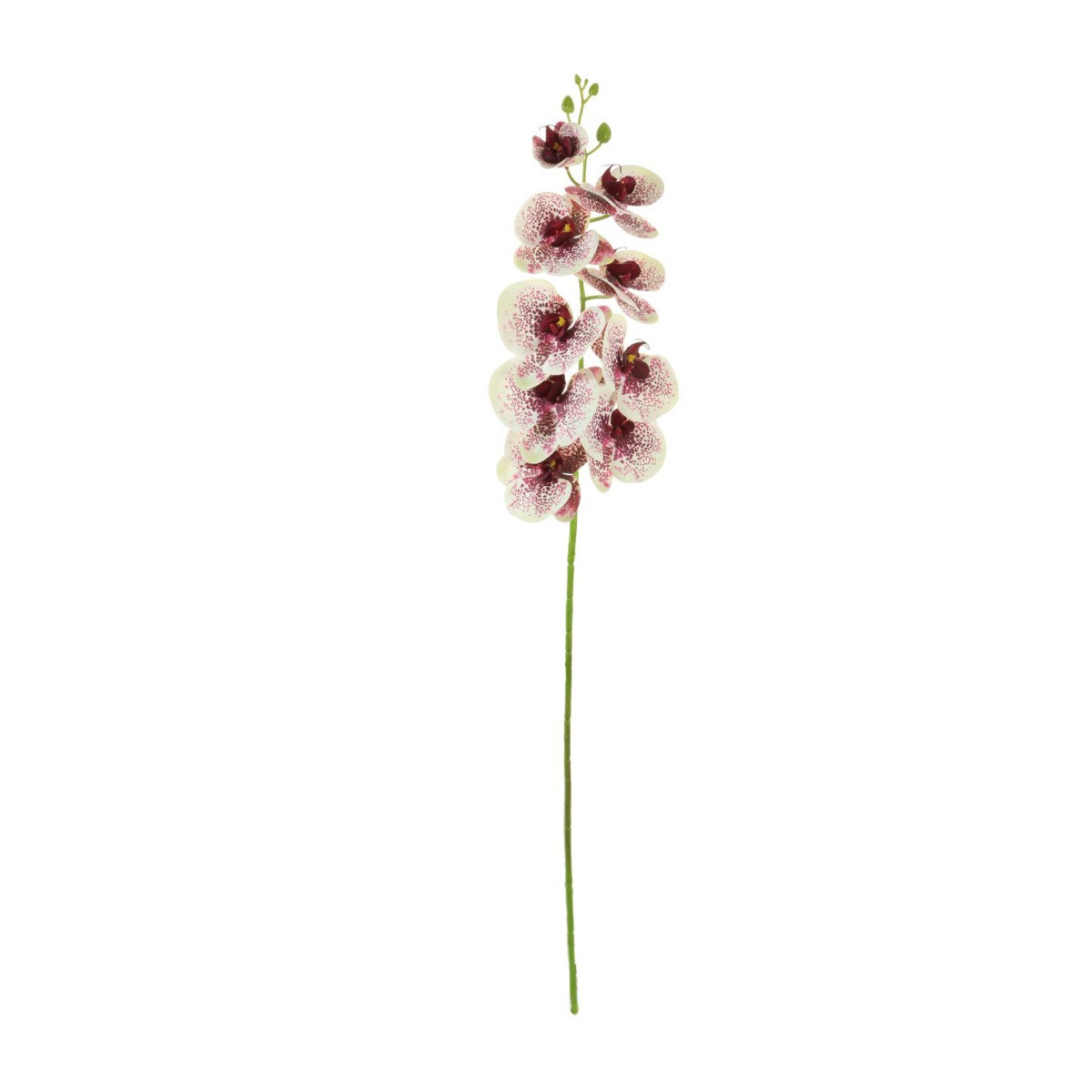 Artificial Single 9 Head Phalaenopsis Orchid Stem - Purple Harlequin>