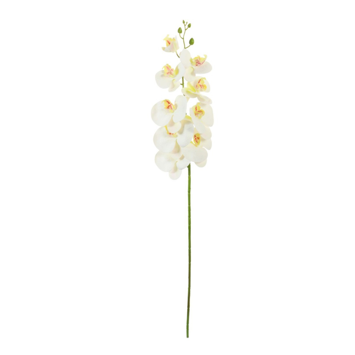 Artificial Single 9 Head Phalaenopsis Orchid Stem - White>
