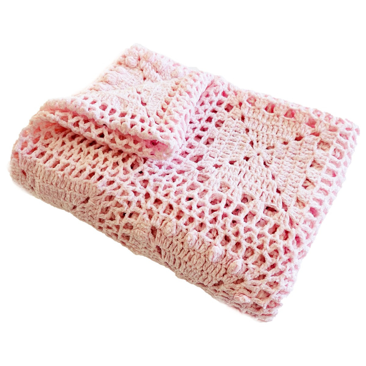Hand Crochet Chenille Blanket - Blush>