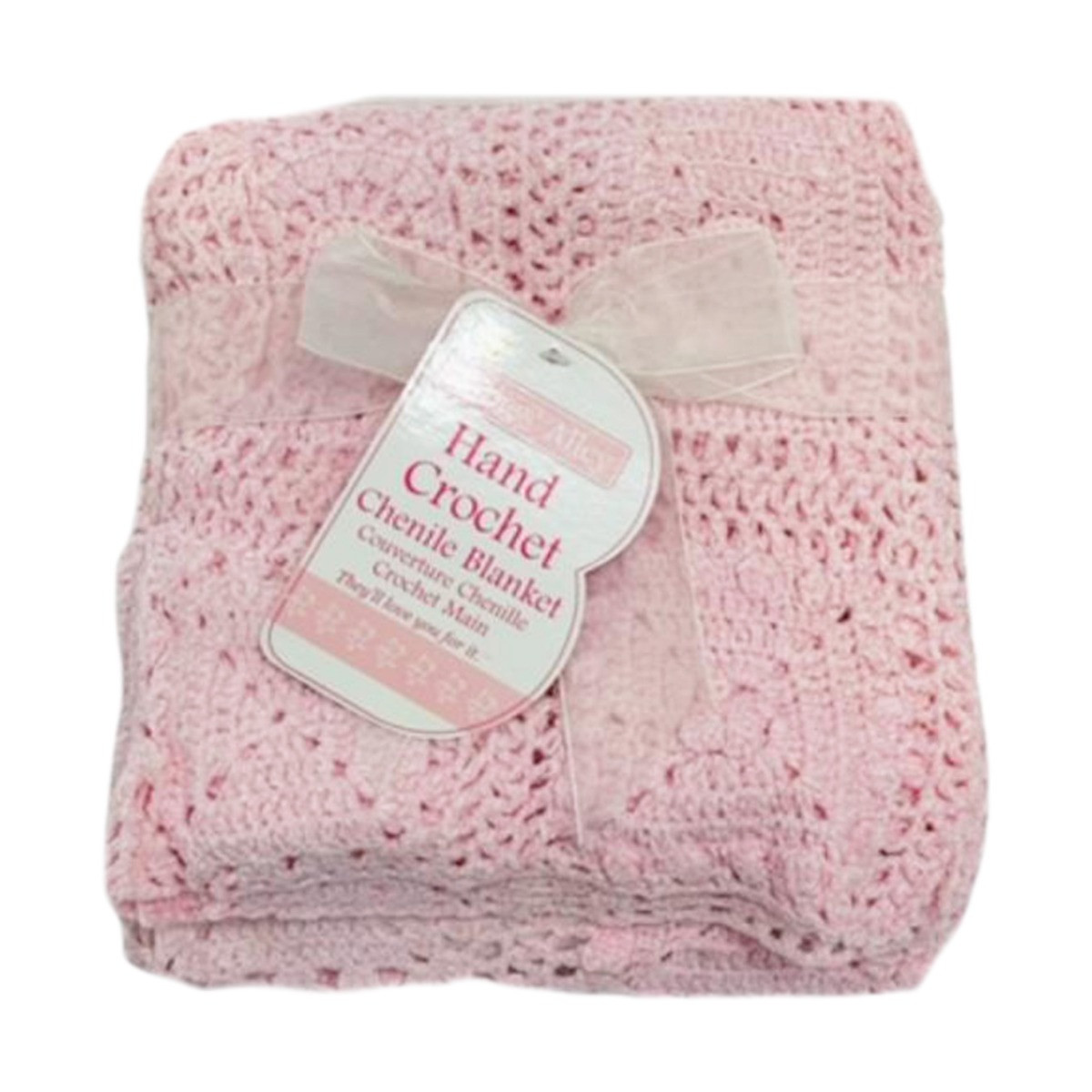 Hand Crochet Chenille Blanket Blush