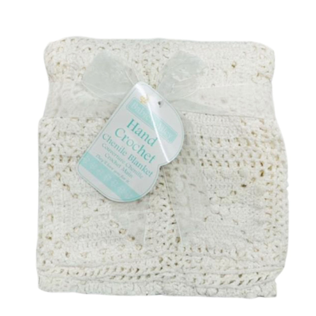 Hand Crochet Chenille Blanket White