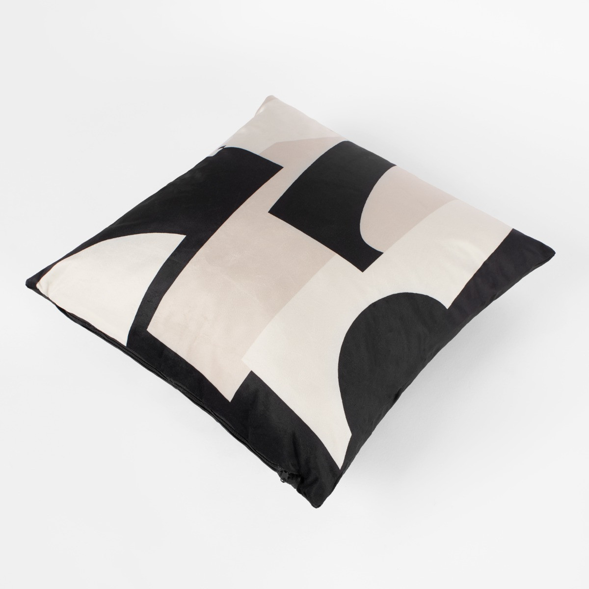 OHS 4 Pack Abstract Print Cushion Covers with Cushion - Black & Neutral>