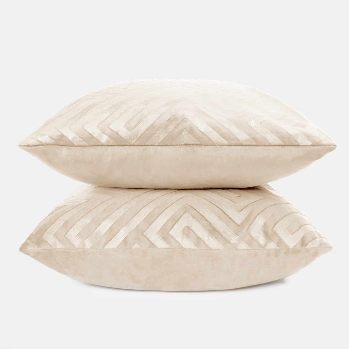 OHS 4 Pack Cut Out Matte Velvet Cushion Covers - Natural>