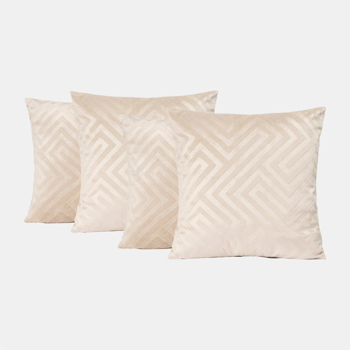OHS 4 Pack Cut Out Matte Velvet Cushion Covers - Natural>