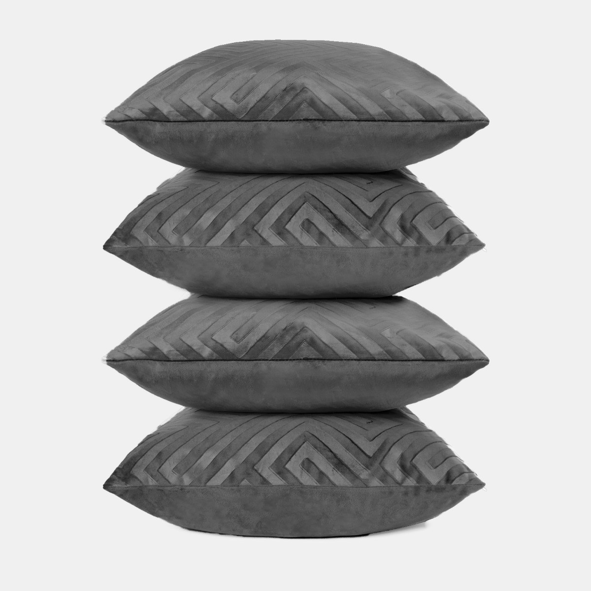 OHS Cut Out Velvet Cushion Covers, Charcoal - With Cushion>