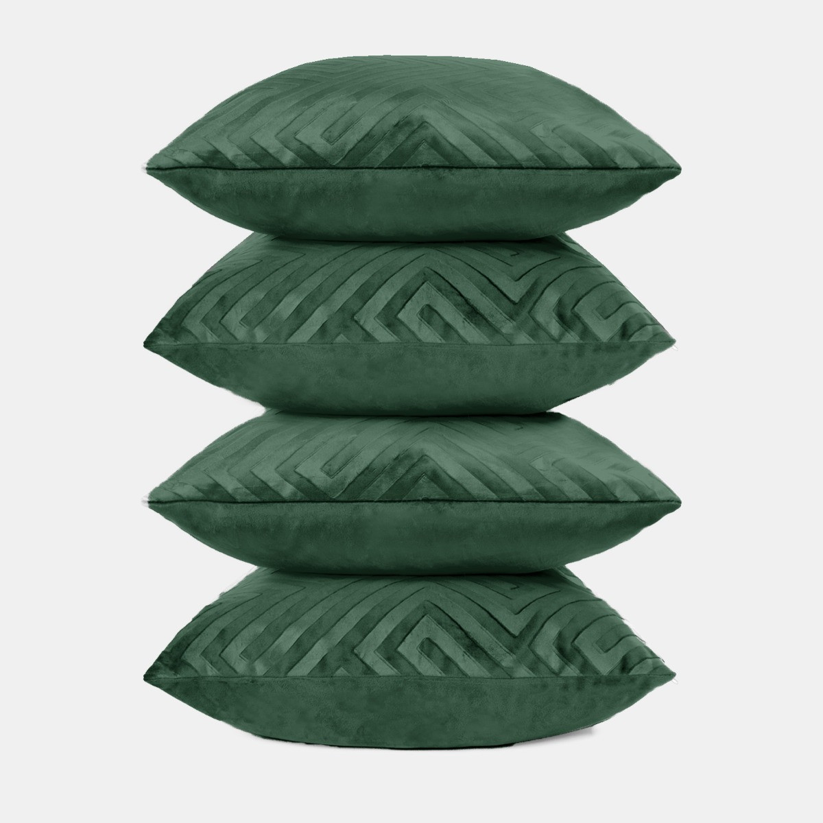 OHS 4 Pack Cut Out Matte Velvet Cushion Covers - Forest Green>