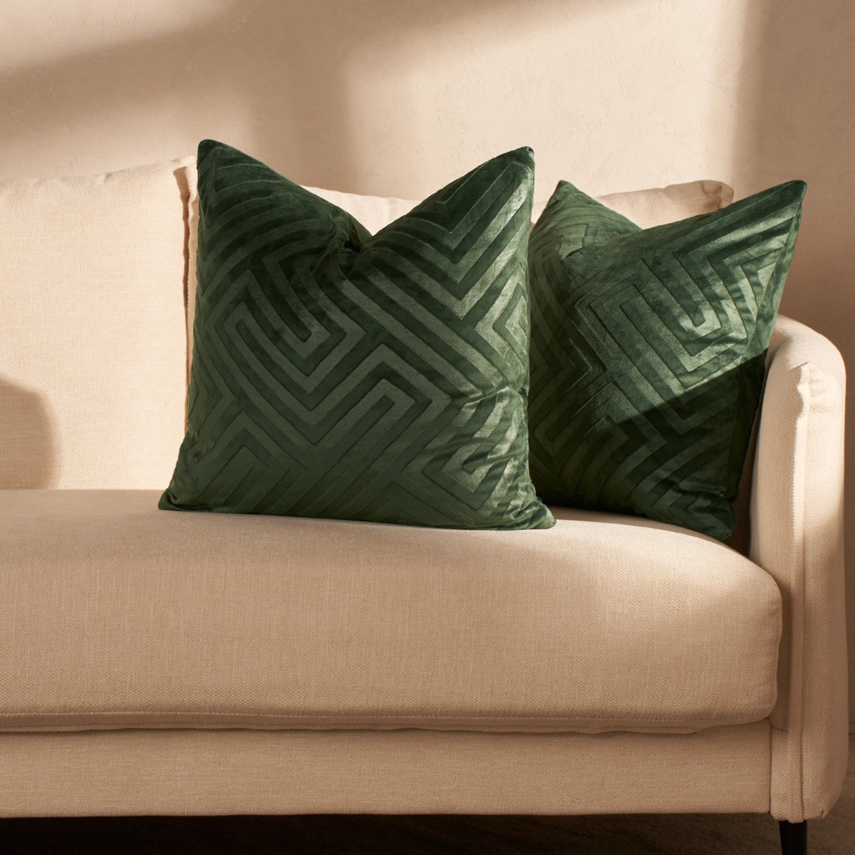 OHS 4 Pack Cut Out Matte Velvet Cushion Covers - Forest Green>