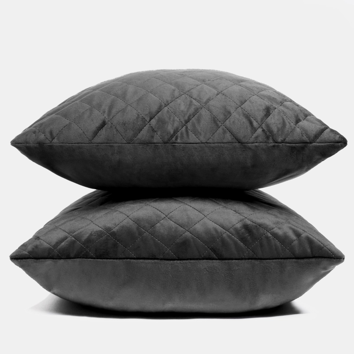 OHS Quilted Matte Velvet Cushion Covers Charcoal