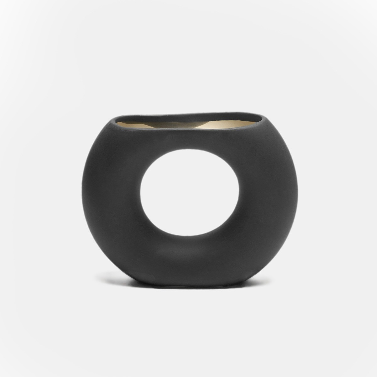 OHS Ceramic Cut Out Donut Vase Charcoal