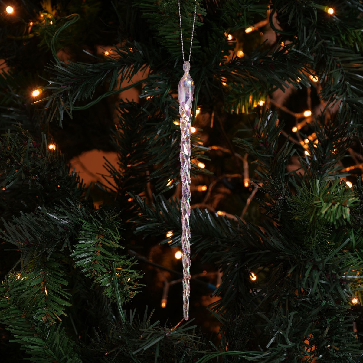Pack of 6 Icicle Christmas Tree Decorations - Iridescent>