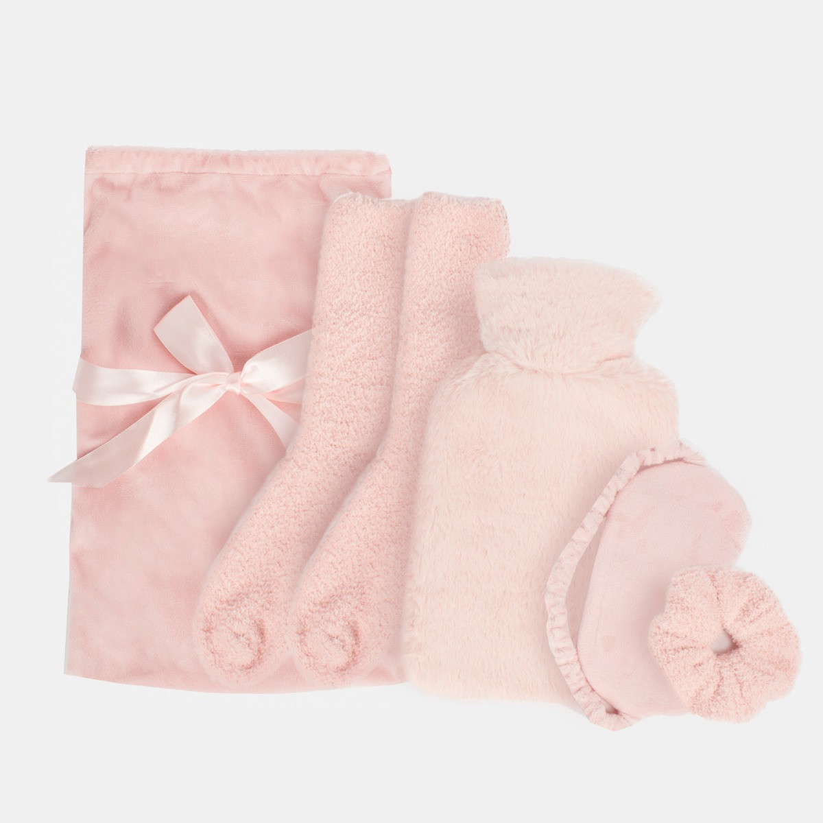 OHS Winter Warmer Cosy Hot Water Bottle Gift Set, Blush - 5PC>