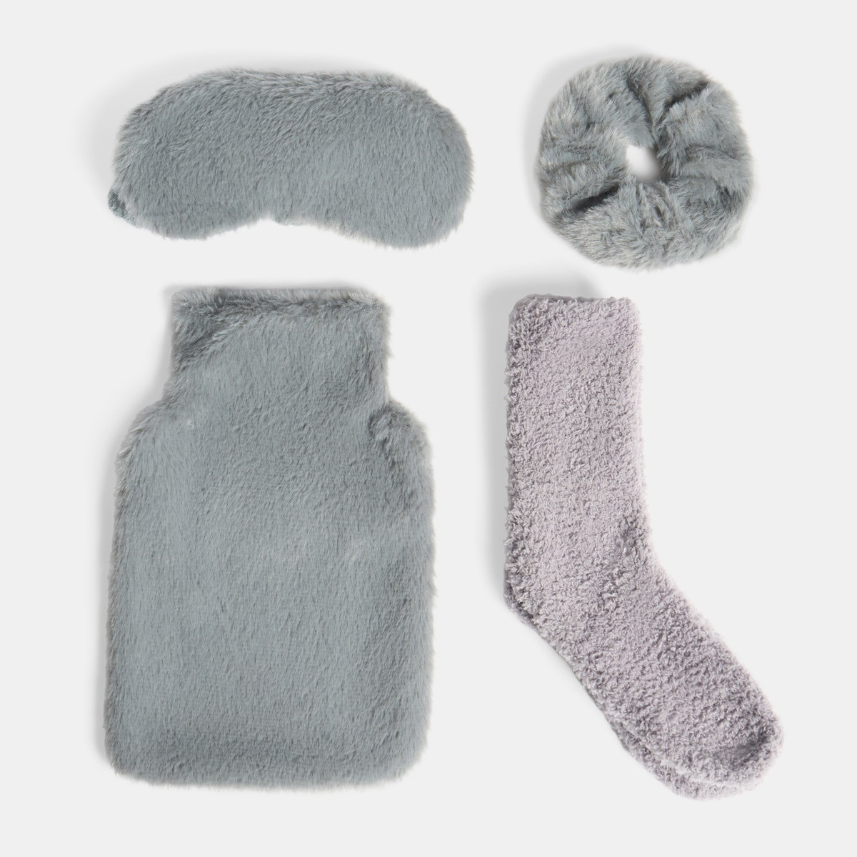 OHS Winter Warmer Cosy Hot Water Bottle Gift Set, Grey - 5PC>