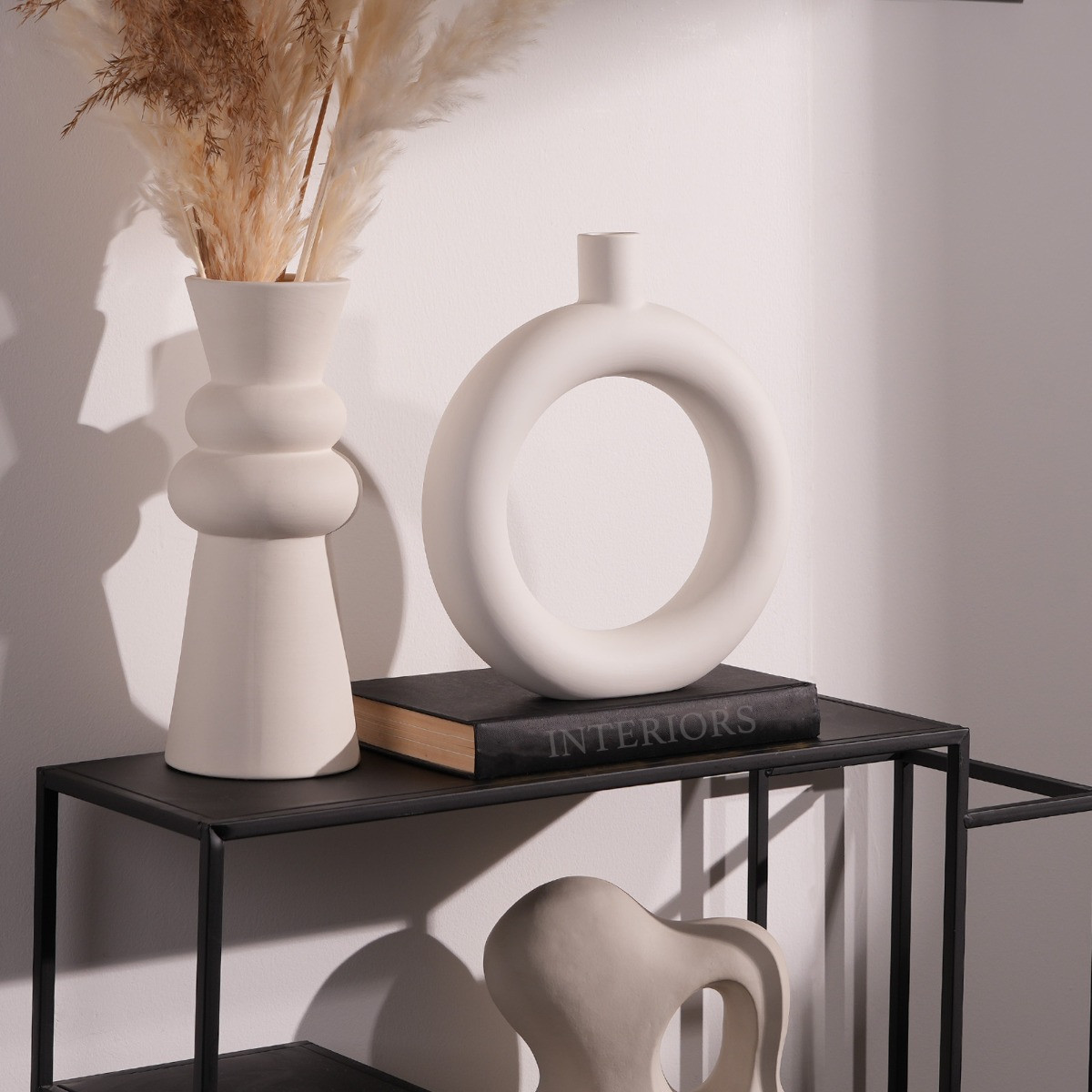 OHS Donut Ceramic Vase - White>