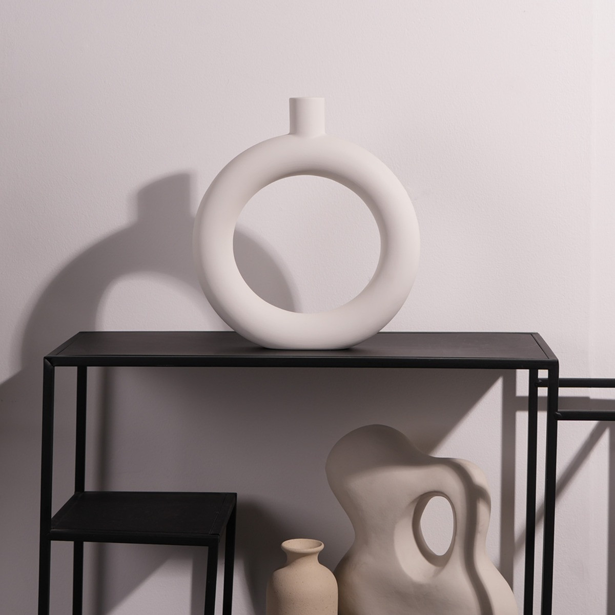 OHS Donut Ceramic Vase - White>