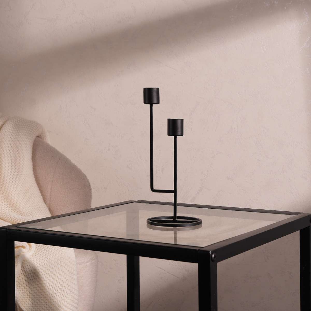 OHS Double Taper Candle Holder - Black>