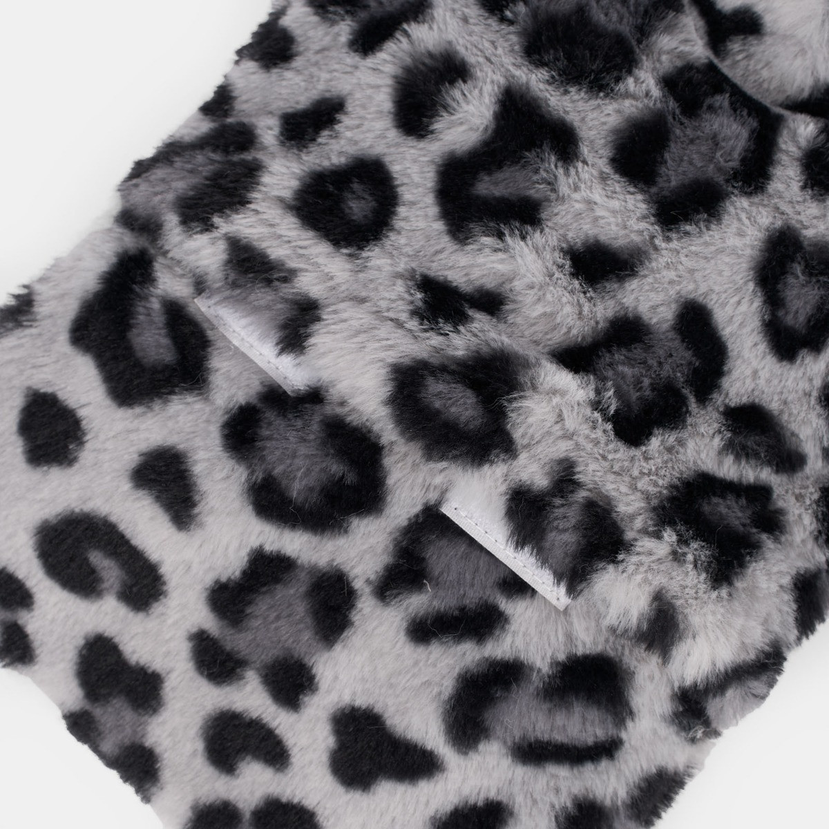 OHS Leopard Print Faux Fur Hot Water Bottle - Charcoal>