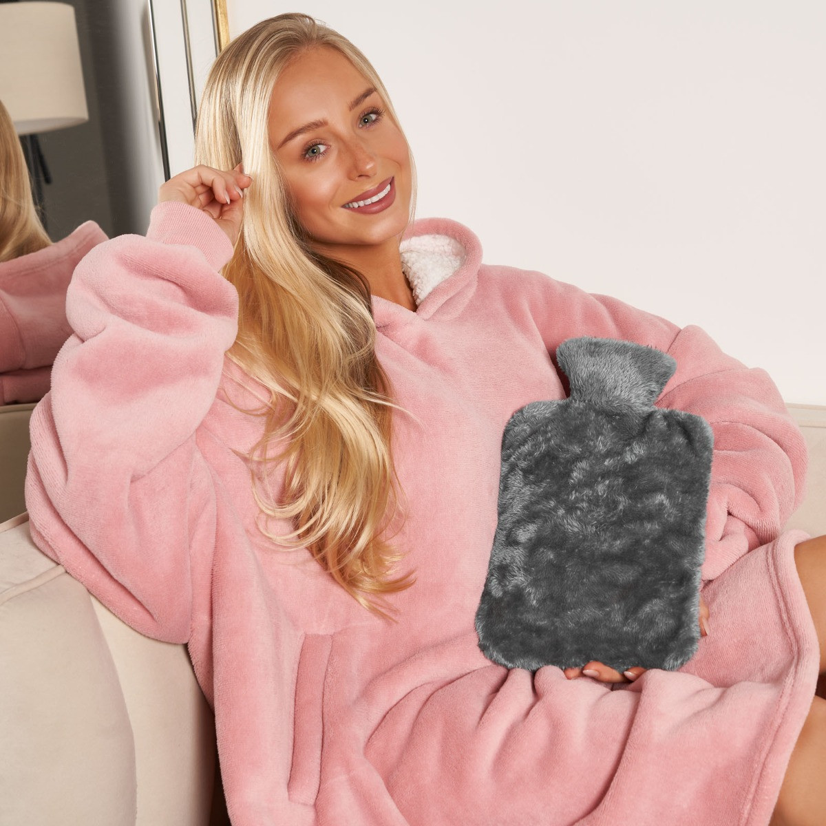 OHS Teddy Hot Water Bottle - Charcoal>