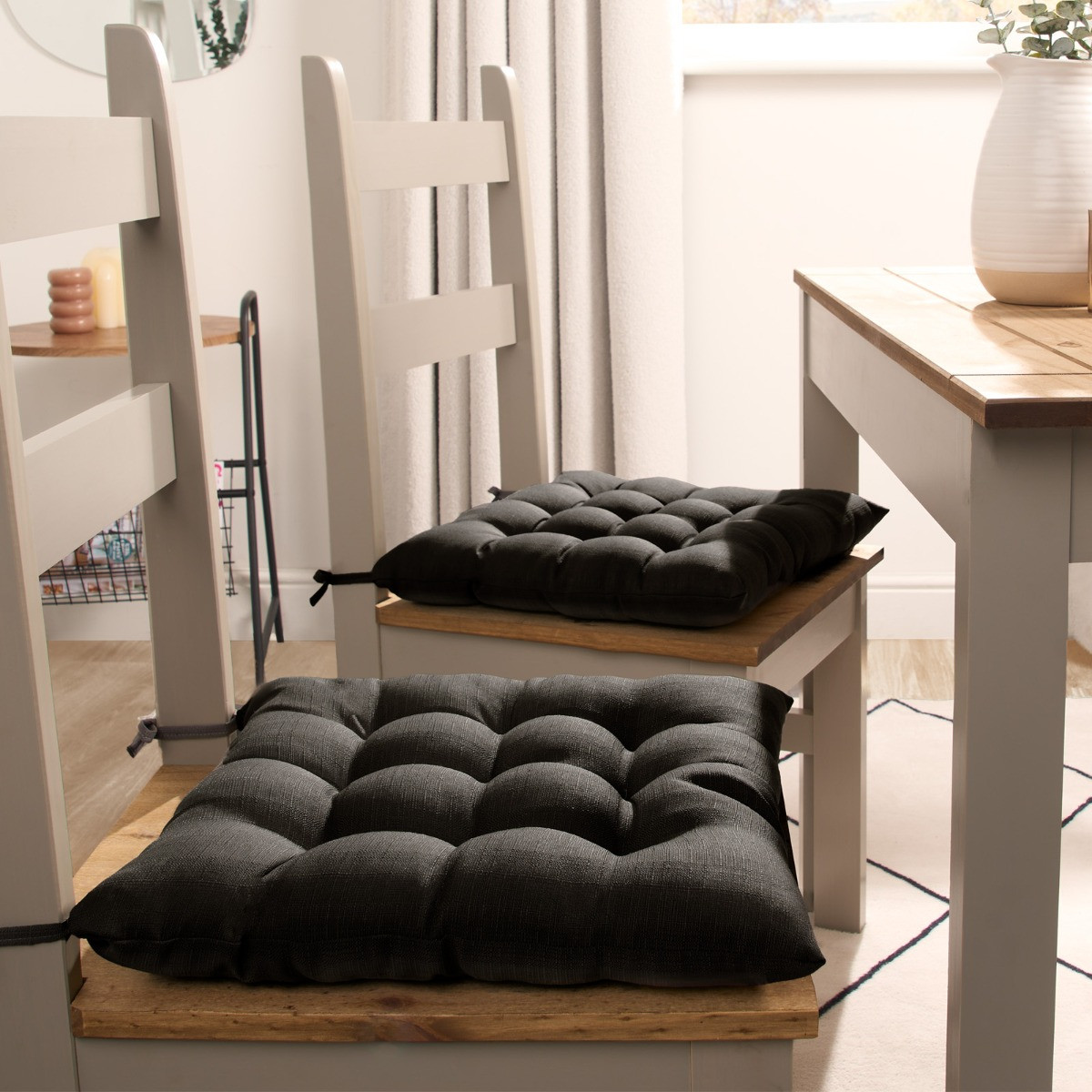 OHS Linen Look Indoor Seat Pads - Black>
