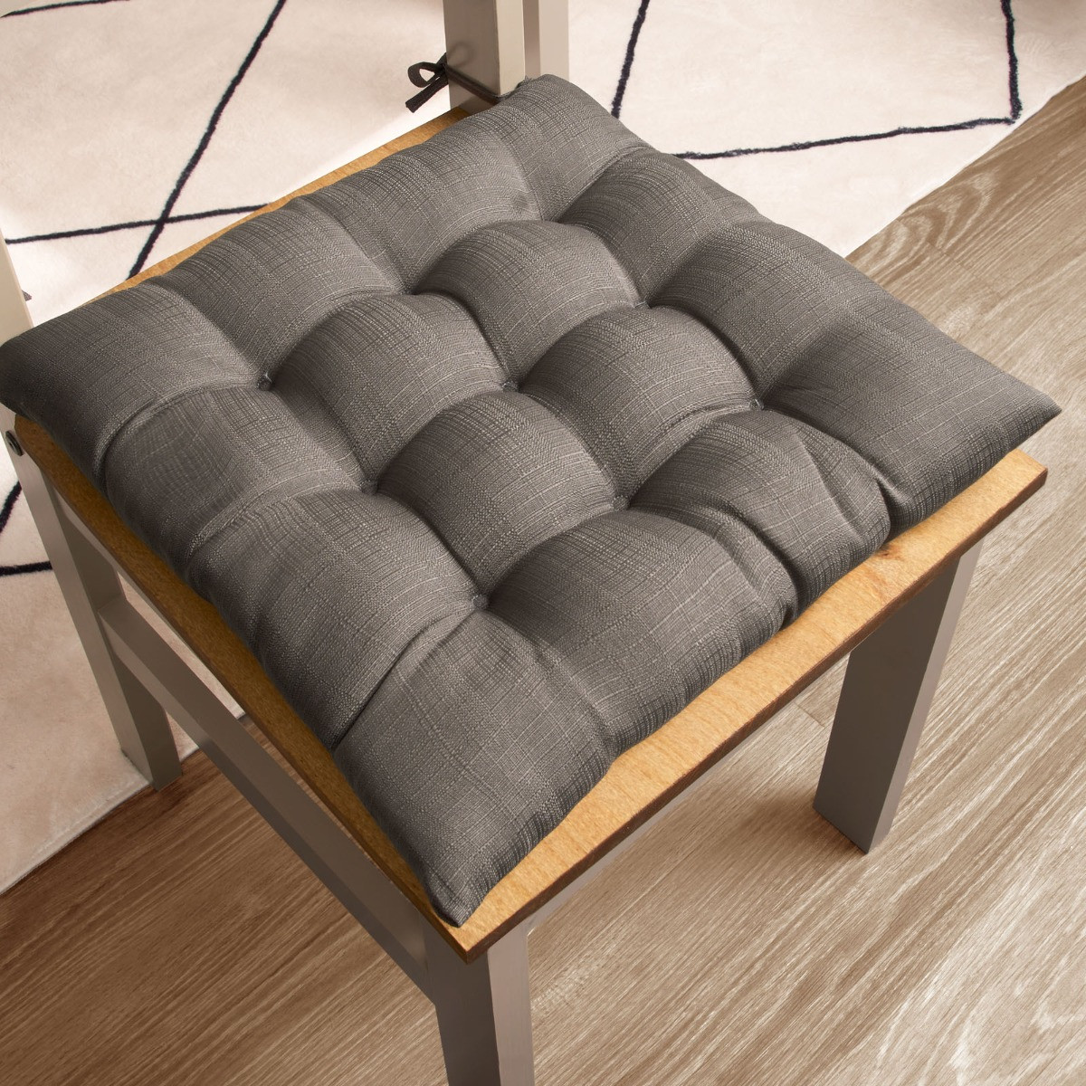 OHS Linen Look Indoor Seat Pads - Charcoal>