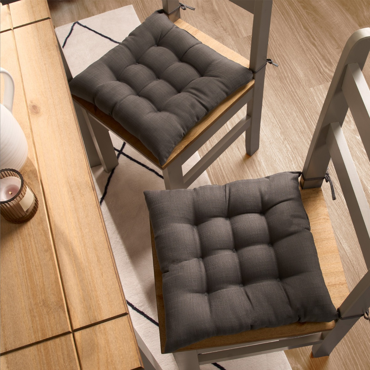 OHS Linen Look Indoor Seat Pads - Charcoal>