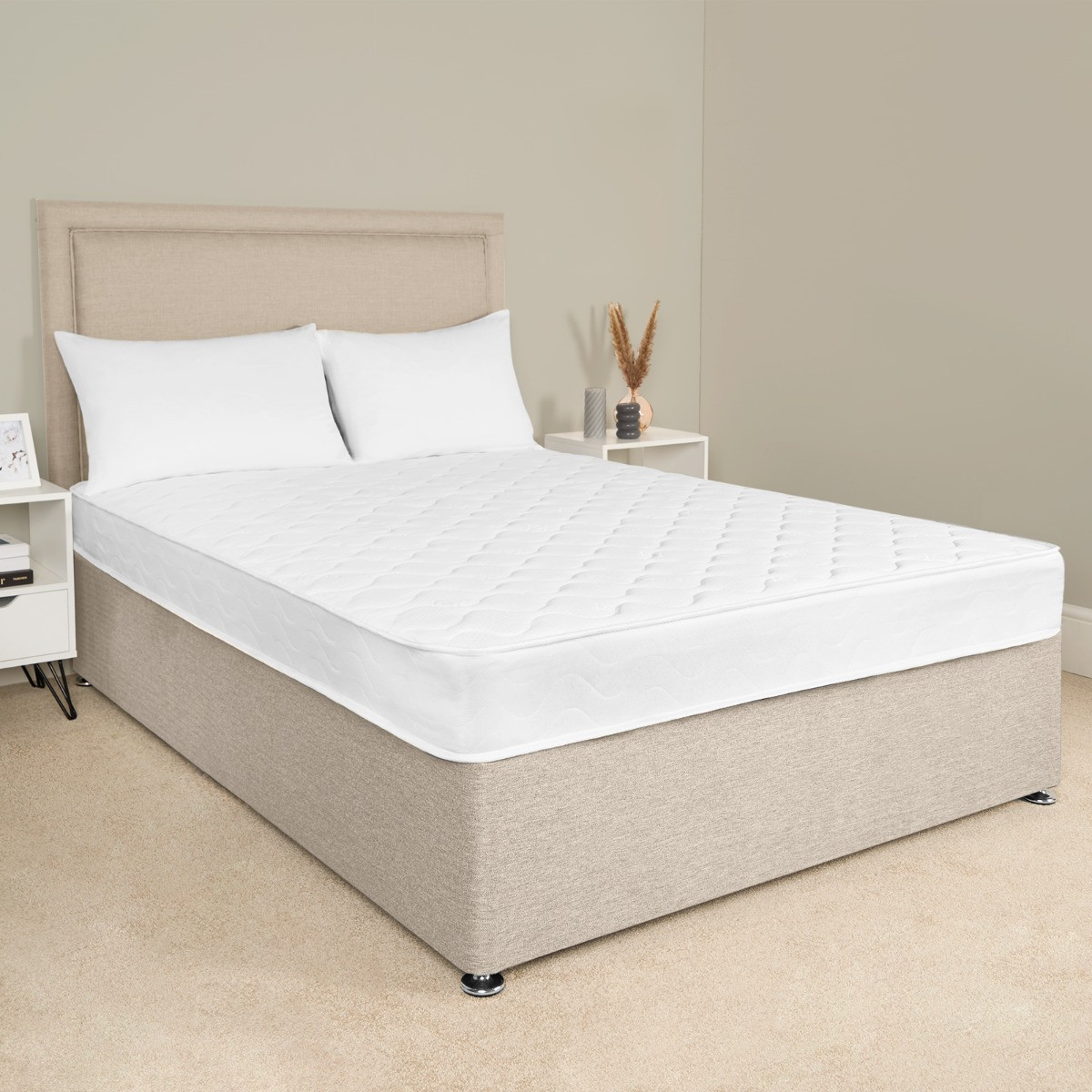 OHS Memory Foam Spring Mattress, White Double