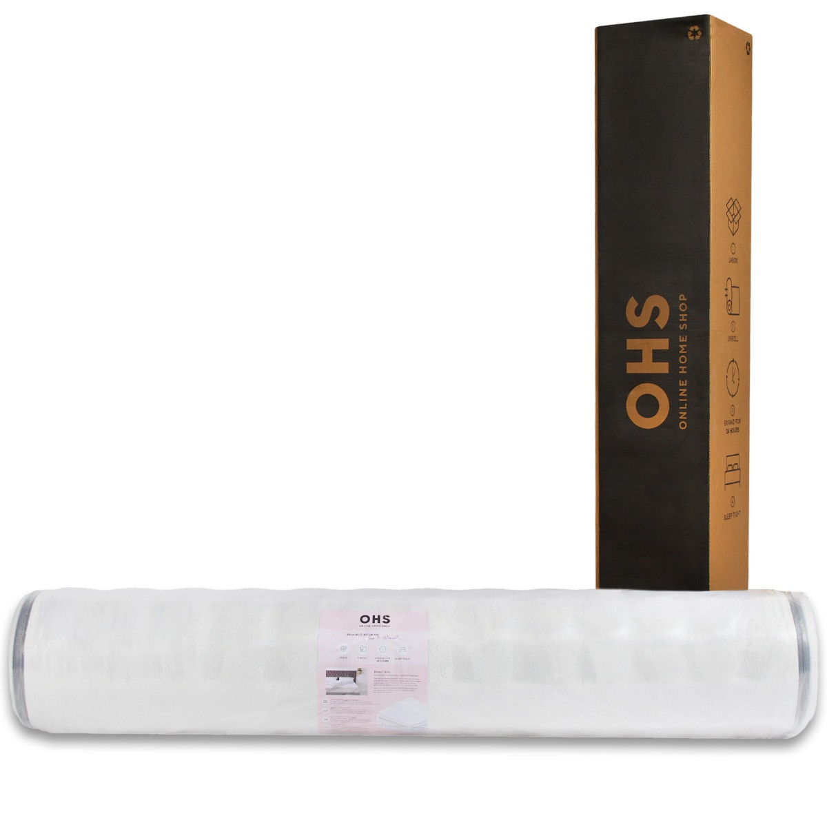 OHS Extra Comfort Memory Foam Spring Mattress, White/Grey Trim – Double>