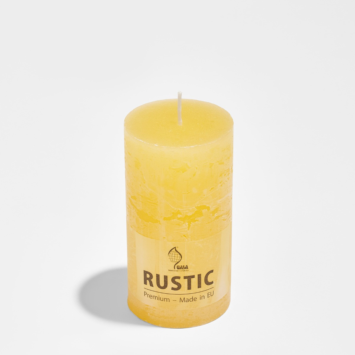 Rustic Pillar Candle - Yellow>