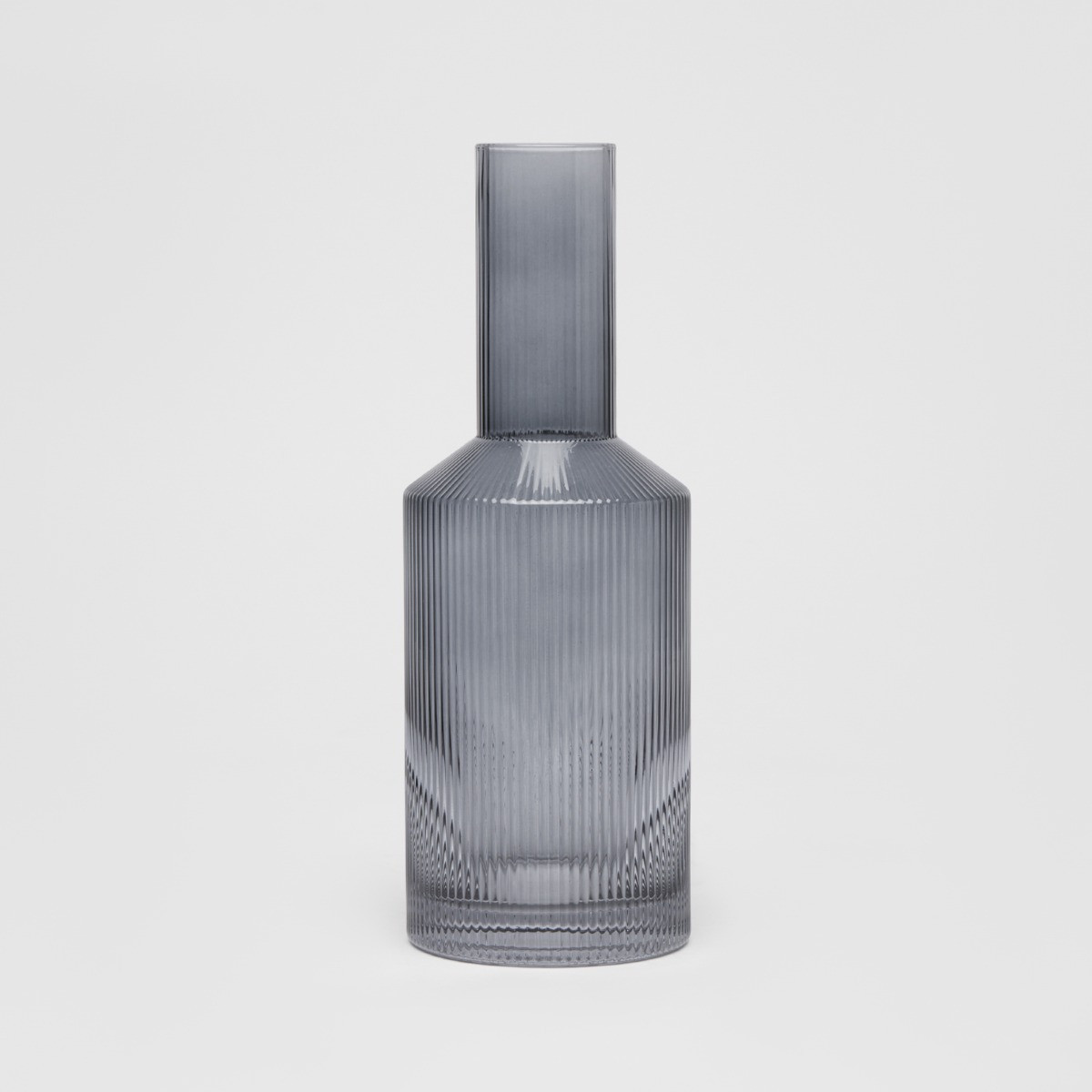 OHS Ribbed Glass Carafe Tumbler Set, Grey - Set of 3>