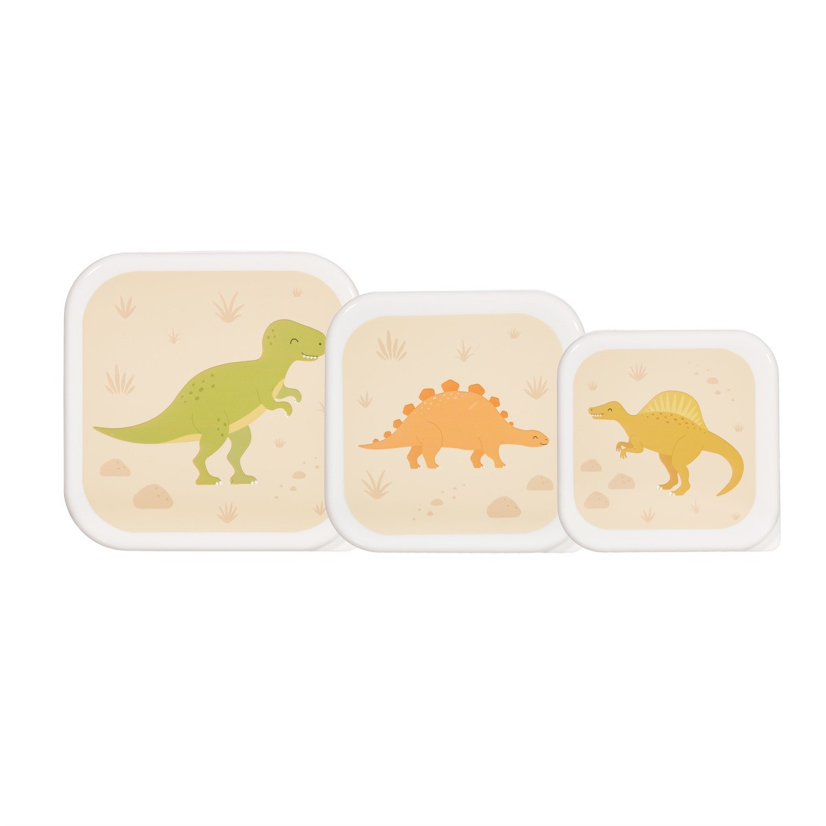 Sass & Belle Desert Dino Lunch Boxes, Cream - 3 Pack>
