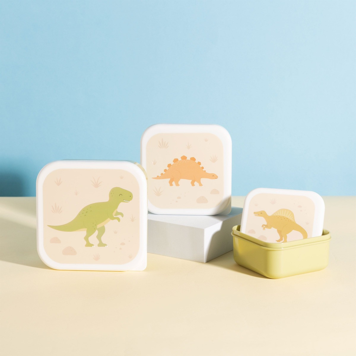 Sass & Belle Desert Dino Lunch Boxes, Cream - 3 Pack>