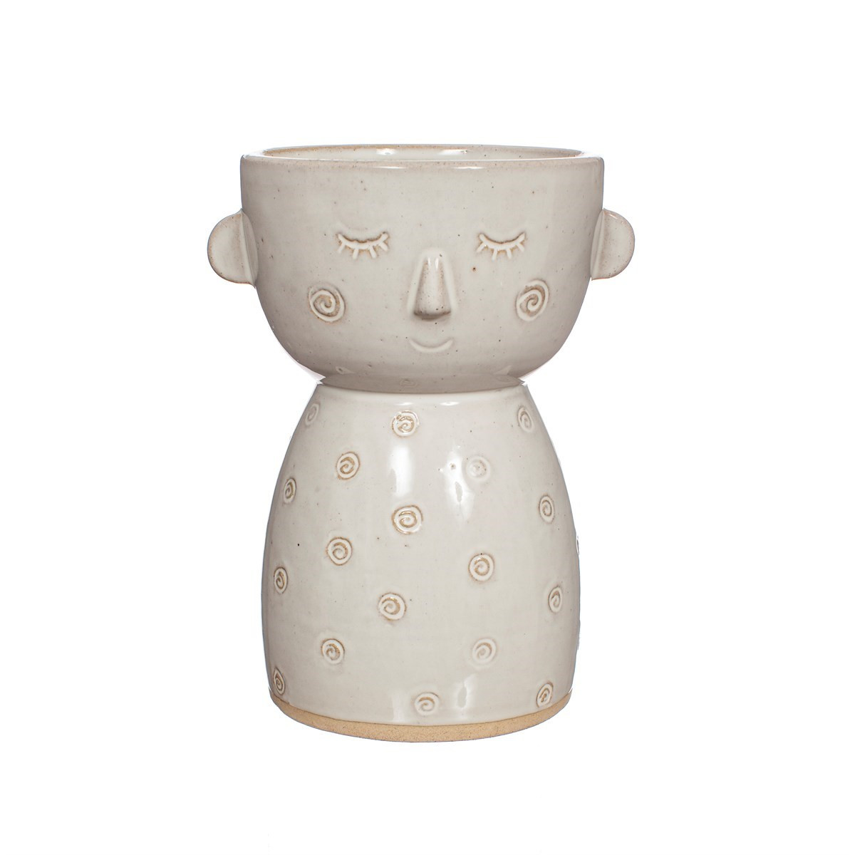 Sass & Belle Simple Face Glazed Vase - White>