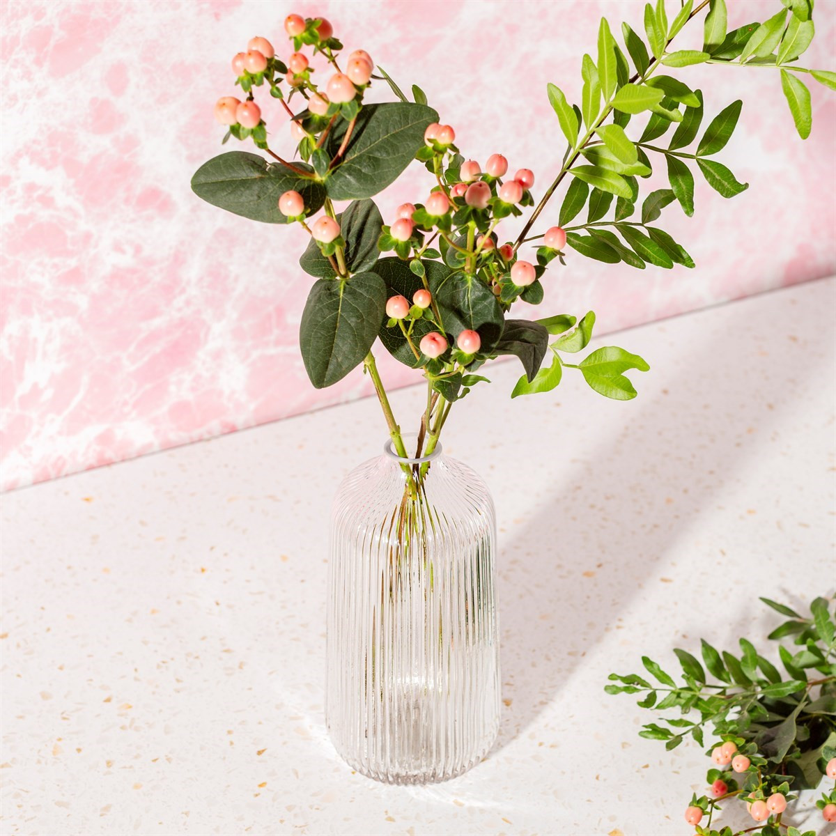 Sass & Belle Fluted Glass Vase, Clear - Tall>