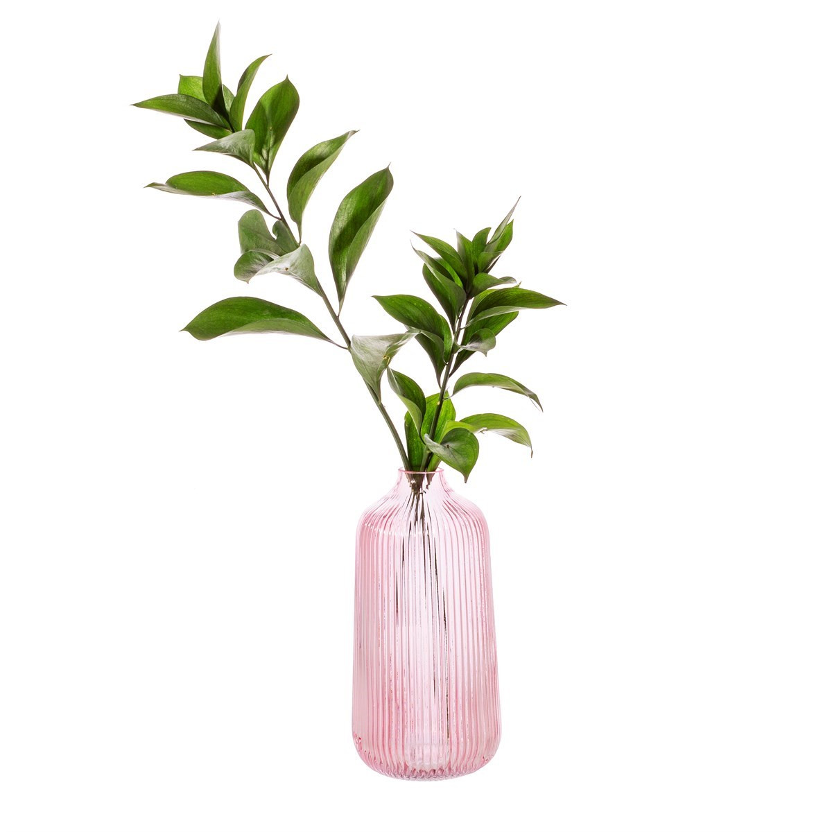 Sass & Belle Fluted Glass Vase, Pink - Tall>