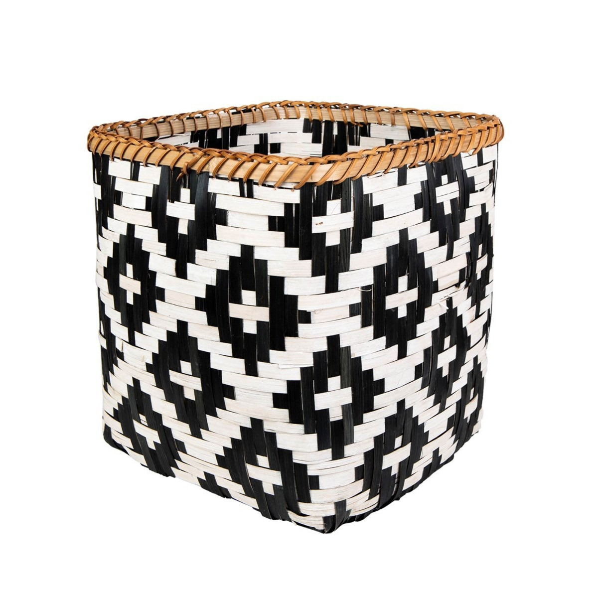 Sass & Belle Scandi Boho Geo Bamboo Basket - Monochrome>